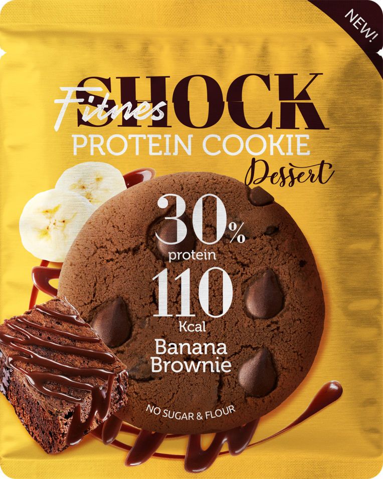 фото упаковки FitnesShock Dessert Протеиновое печенье Банановый брауни