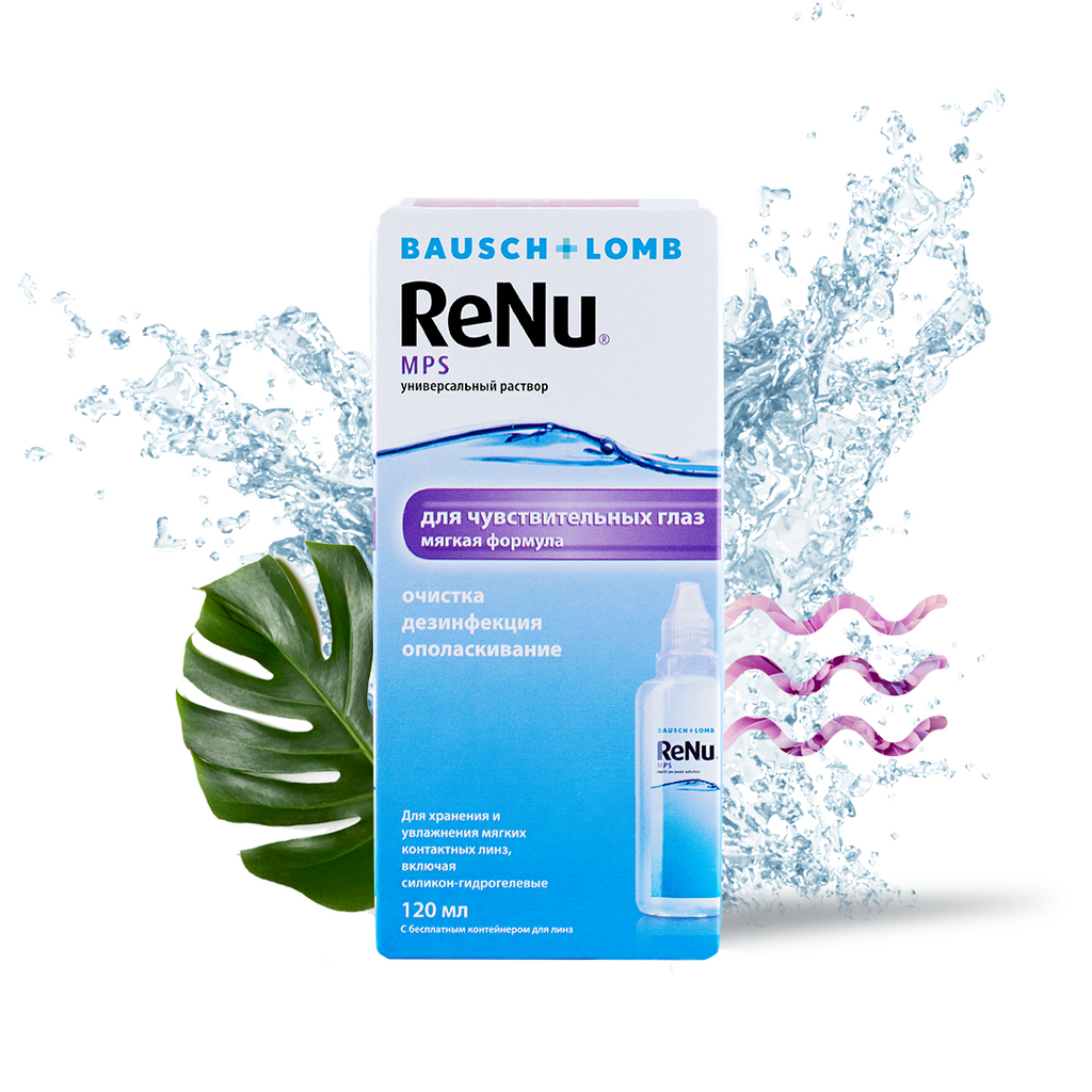 ReNu MPS для чувствительных глаз, раствор для обработки и хранения мягких контактных линз, 120 мл, 1 шт.
