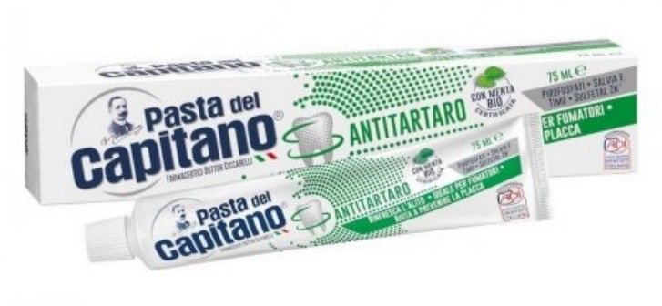 фото упаковки Pasta del Capitano Паста зубная от зубного камня для курящих
