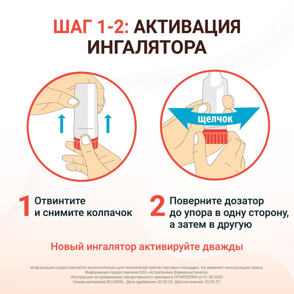 Симбикорт Турбухалер, 160+4.5 мкг/доза, 60 доз, порошок для ингаляций дозированный, 1 шт.