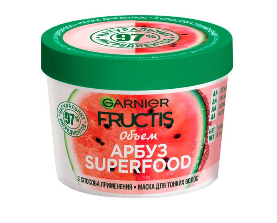 фото упаковки Garnier Fructis Маска 3 в 1 Superfood Объем Арбуз