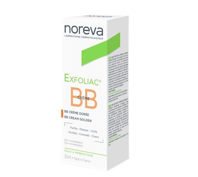фото упаковки Noreva Exfoliac Тональный матирующий крем (золотистый), крем для лица, 30 мл, 1 шт. фото упаковки Noreva Exfoliac Тональный матирующий крем (золотистый)