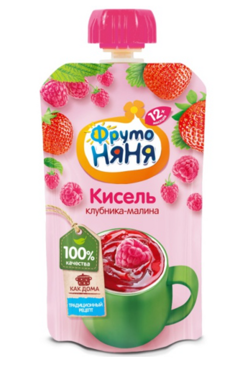 ФрутоНяня Кисель, для детей с 12 месяцев, кисель, клубника малина, 130 мл, 1 шт.