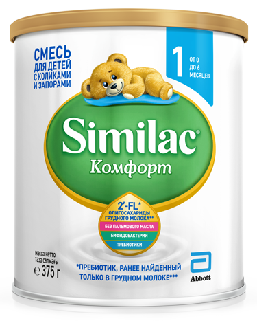 Similac Комфорт 1, с рождения до 6 месяцев, смесь молочная сухая, 375 г, 1 шт.