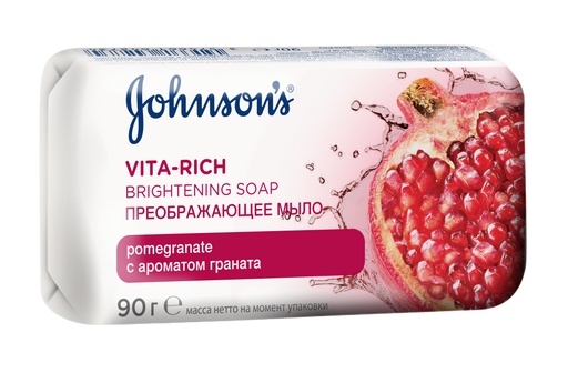 Johnson's Vita-Rich Мыло Преображающее, мыло, с экстрактом цветка граната, 90 г, 1 шт.