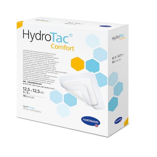 HydroTac Comfort Повязка гидроактивная губчатая самофиксирующаяся, 12,5х12,5 см, повязка стерильная, с гидрогелевым покрытием, 10 шт.