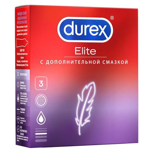 Презервативы Durex Elite, презервативы, гладкие, сверхтонкие, 3 шт.