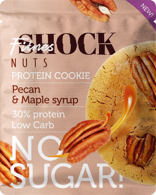 FitnesShock Nuts Протеиновое печенье Пекан-кленовый сироп, печенье, 40 г, 1 шт.