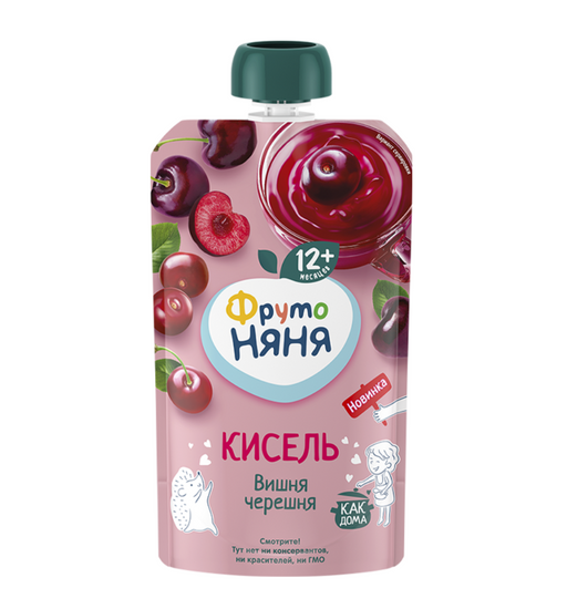 ФрутоНяня Кисель, для детей с 12 месяцев, кисель, вишня черешня, 130 мл, 1 шт.