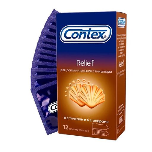 Презервативы Contex Relief, набор презервативов, 12 шт.